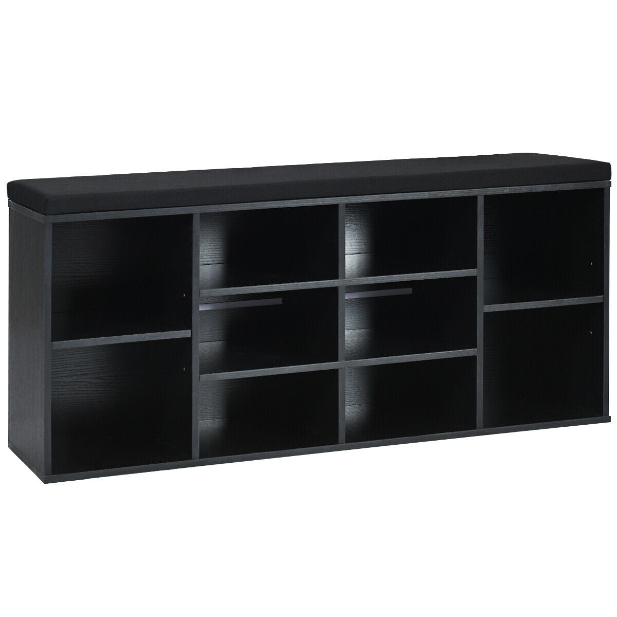 10-Cube Organizer Entryway Padded Shoe Storage Bench, Black Shoe Racks & Storage Benches at Gallery Canada