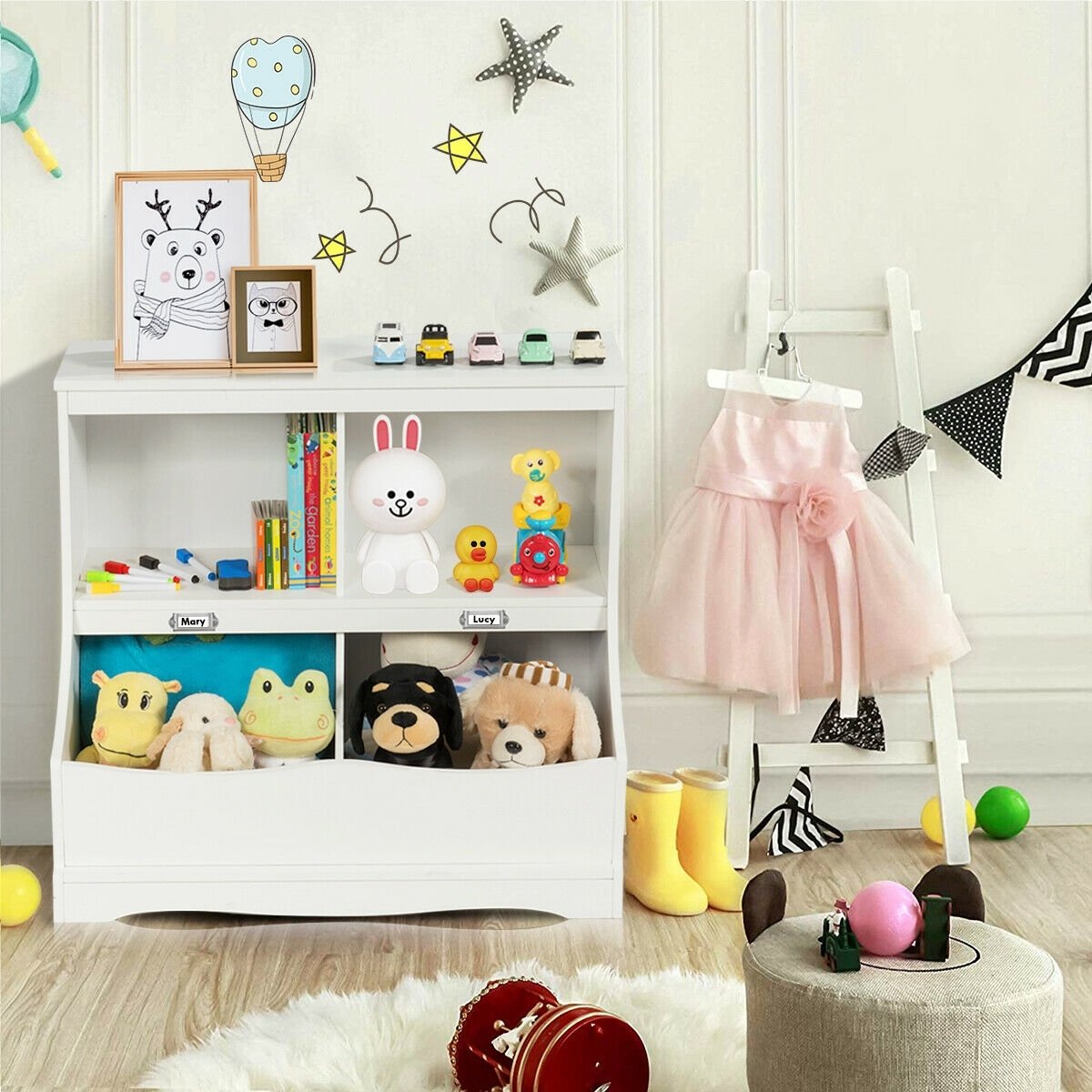 3-Tier Kids Bookcase Storage Organizer, White Kids Storage   at Gallery Canada