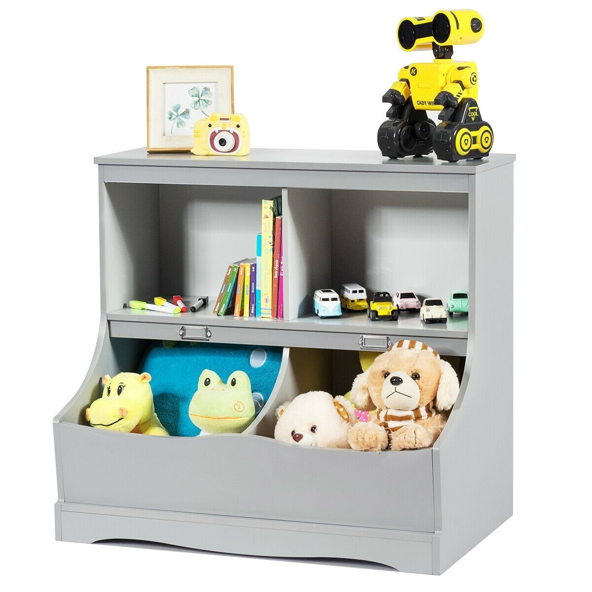 3-Tier Kids Bookcase Storage Organizer, Gray Kids Storage   at Gallery Canada