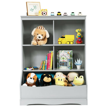 3-Tier Children's Multi-Functional Bookcase Toy Storage Bin Floor Cabinet, Gray Kids Storage   at Gallery Canada