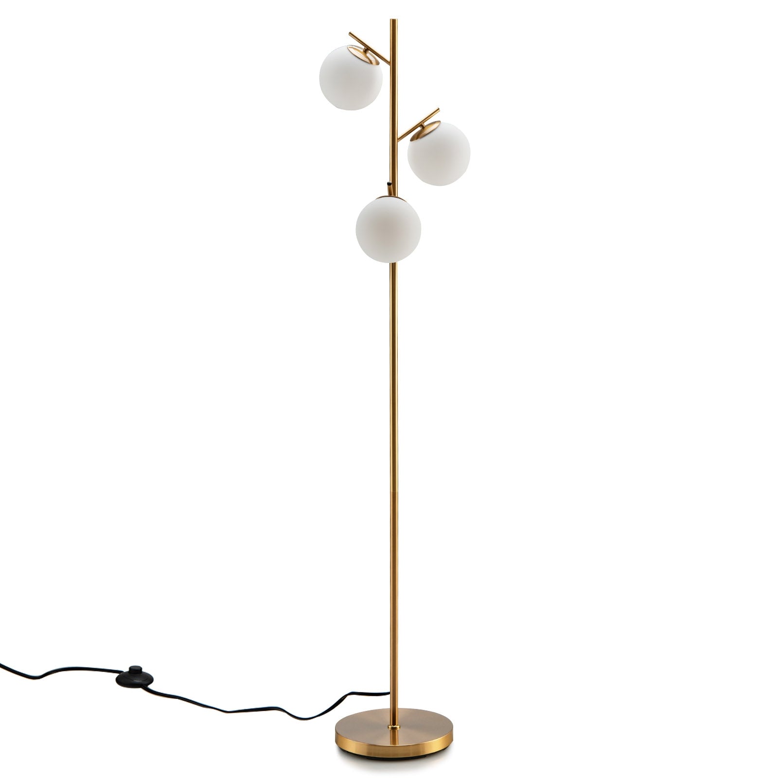 3-Globe Floor Lamp with Foot Switch and Bulb Bases, Golden Table & Floor Lamps at Gallery Canada