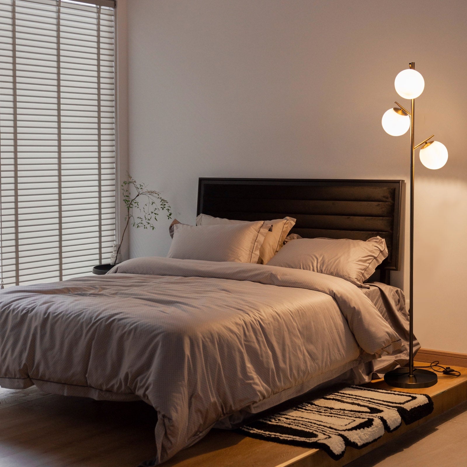3-Globe Floor Lamp with Foot Switch and Bulb Bases, Golden Table & Floor Lamps at Gallery Canada