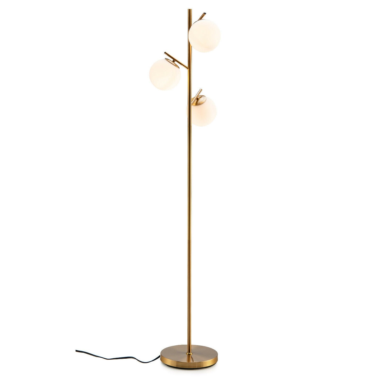 3-Globe Floor Lamp with Foot Switch and Bulb Bases, Golden Table & Floor Lamps   at Gallery Canada