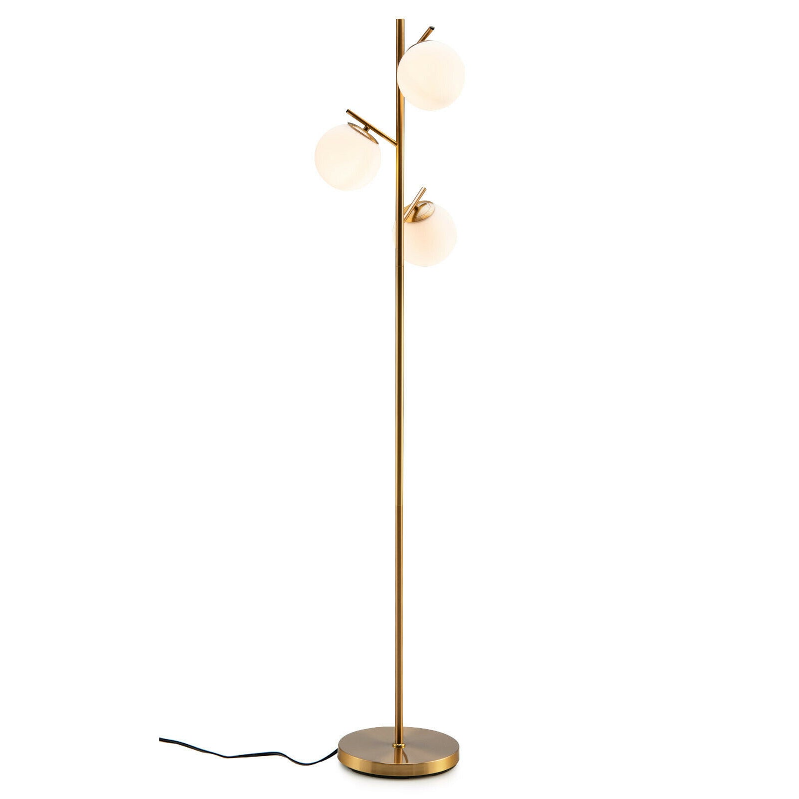 3-Globe Floor Lamp with Foot Switch and Bulb Bases, Golden Table & Floor Lamps at Gallery Canada