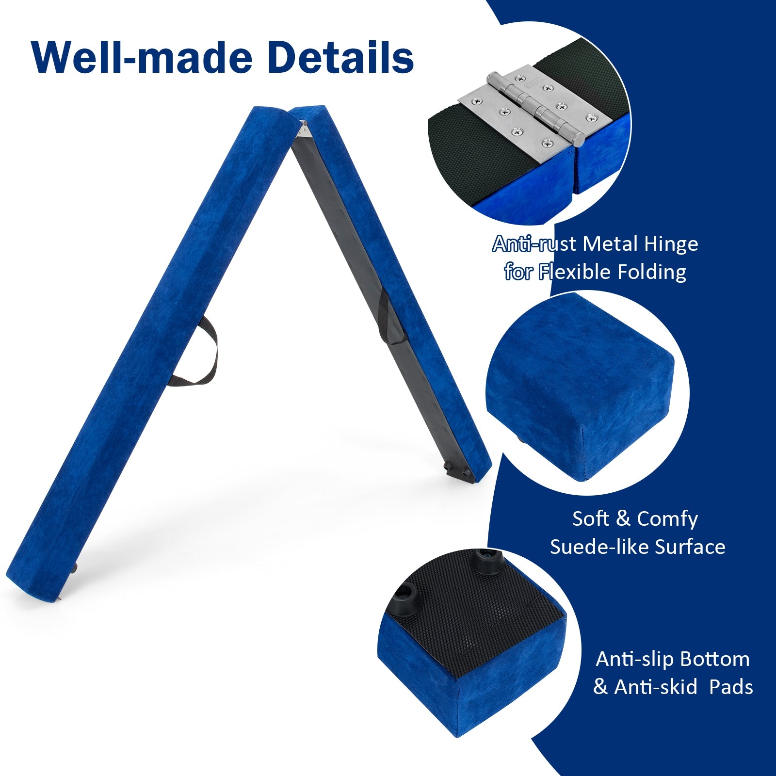 7 Feet Folding Portable Floor Balance Beam with Handles for Gymnasts, Blue Toy Sports at Gallery Canada