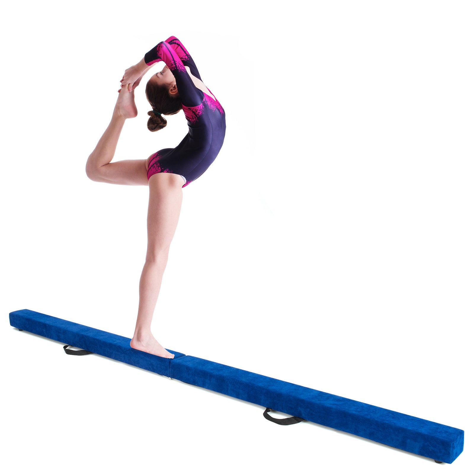 7 Feet Folding Portable Floor Balance Beam with Handles for Gymnasts, Blue Toy Sports Blue at Gallery Canada