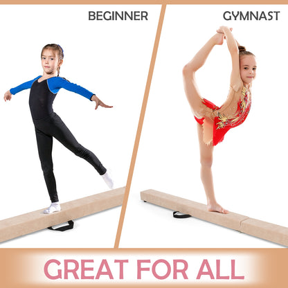 7 Feet Folding Portable Floor Balance Beam with Handles for Gymnasts, Brown Toy Sports at Gallery Canada