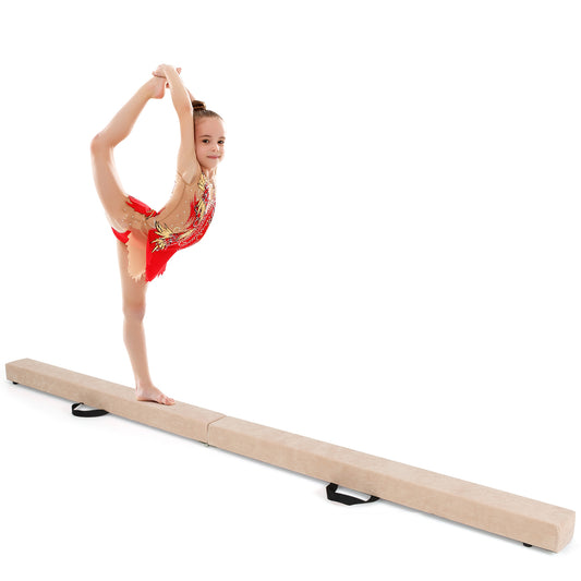 7 Feet Folding Portable Floor Balance Beam with Handles for Gymnasts, Brown Toy Sports Brown at Gallery Canada