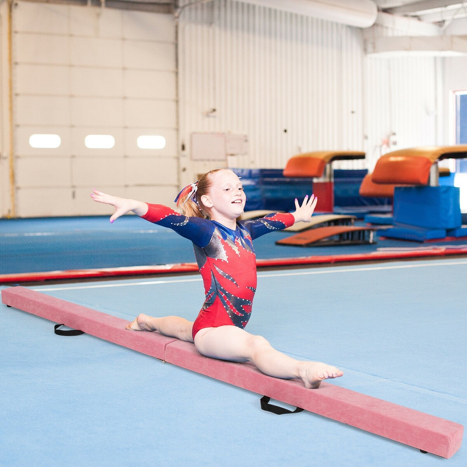 7 Feet Folding Portable Floor Balance Beam with Handles for Gymnasts, Pink Toy Sports   at Gallery Canada