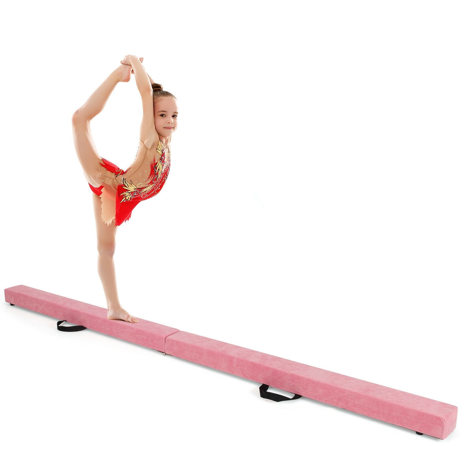 7 Feet Folding Portable Floor Balance Beam with Handles for Gymnasts, Pink Toy Sports Pink at Gallery Canada