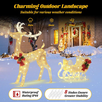 Christmas Reindeer Sleigh Decoration with 100 Lights, Golden Christmas Decor & Accessories   at Gallery Canada