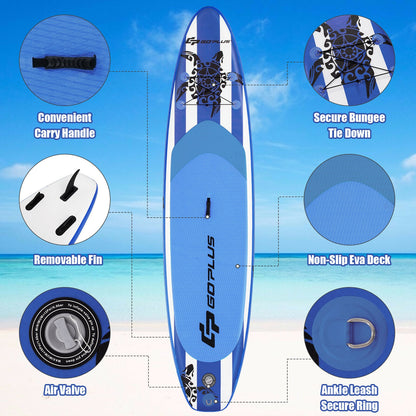 11 Feet Inflatable Adjustable Paddle Board with Carry Bag Surfing   at Gallery Canada