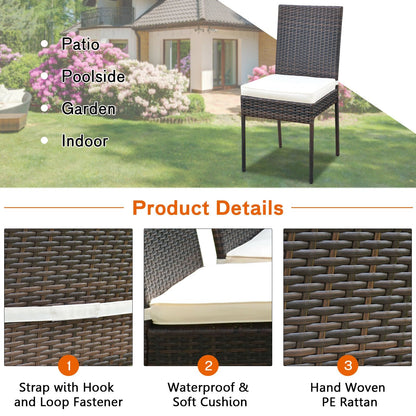 5 Pcs Rattan Dining Set Glass Table High Back Chair, Brown Patio Dining Sets   at Gallery Canada