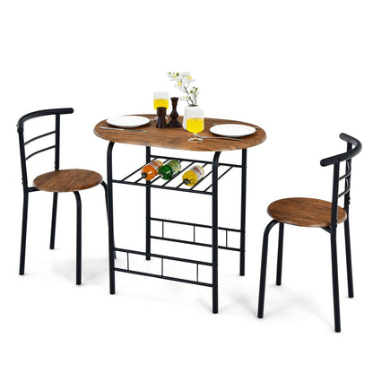 3-Piece Space-Saving Bistro Set for Kitchen and Apartment, Brown - Gallery Canada