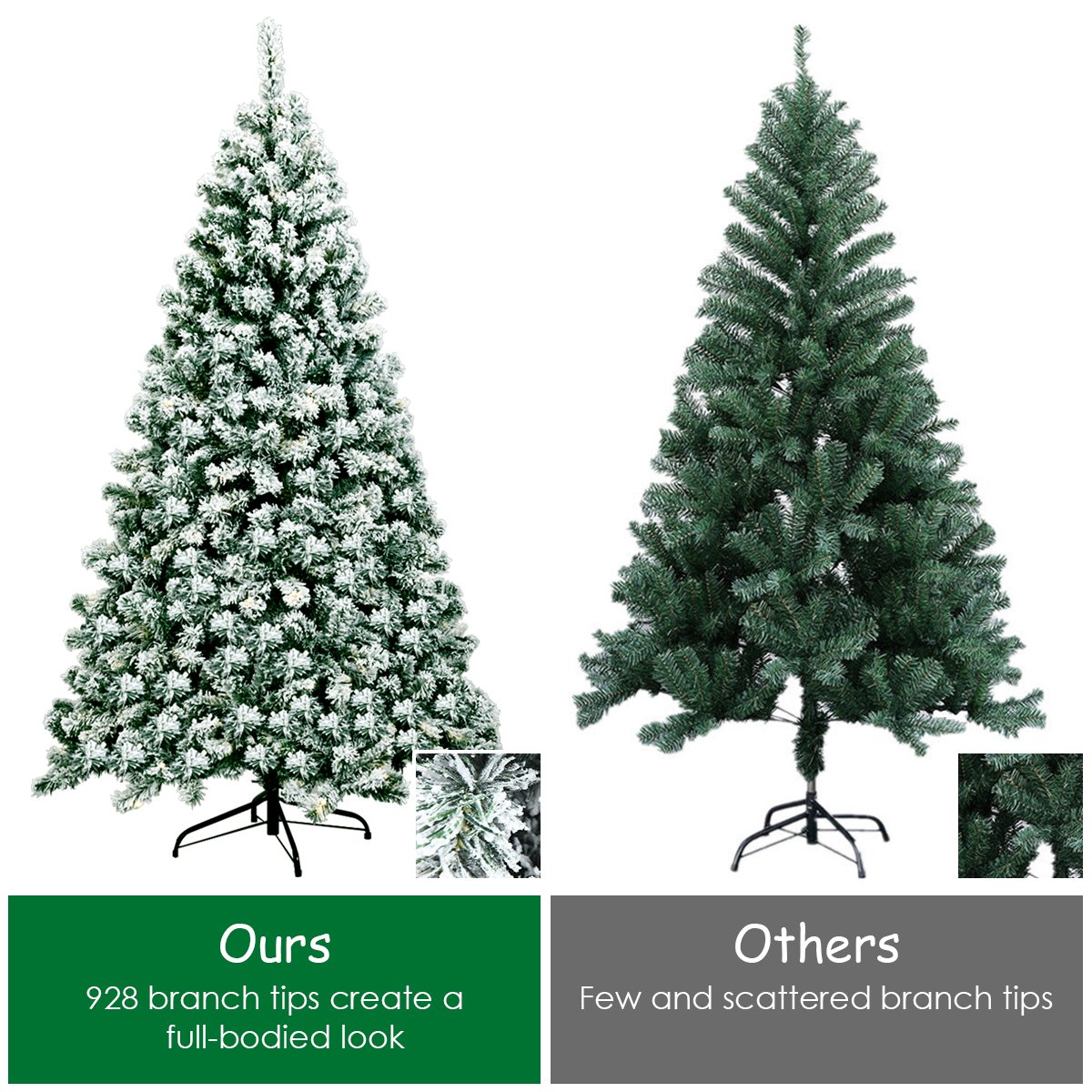 6 Feet Pre-Lit Premium Snow Flocked Hinged Artificial Christmas Tree, Green Christmas Tree   at Gallery Canada