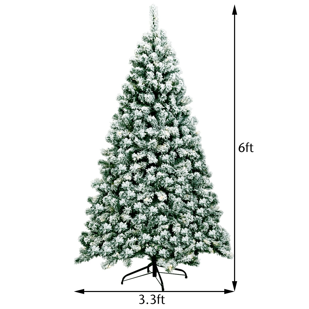 6 Feet Pre-Lit Premium Snow Flocked Hinged Artificial Christmas Tree, Green Christmas Tree   at Gallery Canada