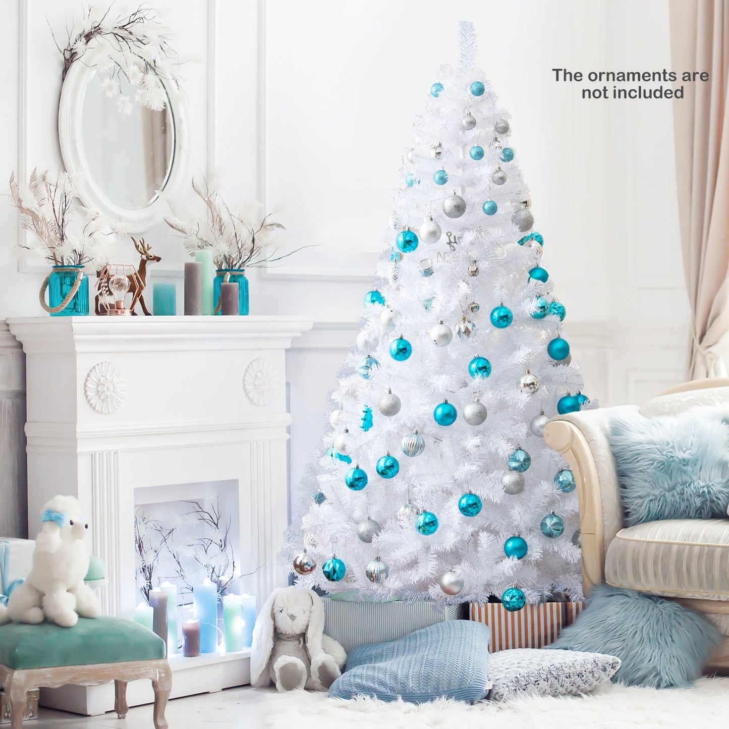 6 ft White Christmas Tree with Solid Metal Stand-6 ft, White Christmas Tree   at Gallery Canada