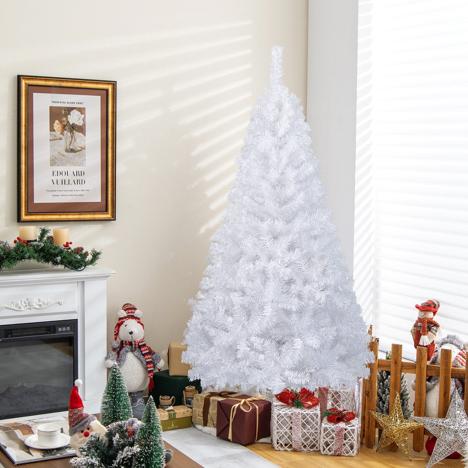 6 ft White Christmas Tree with Solid Metal Stand-6 ft, White Christmas Tree   at Gallery Canada