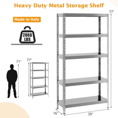 5-tier Metal Adjustable Garage Storage Utility Rack, Silver - Gallery Canada