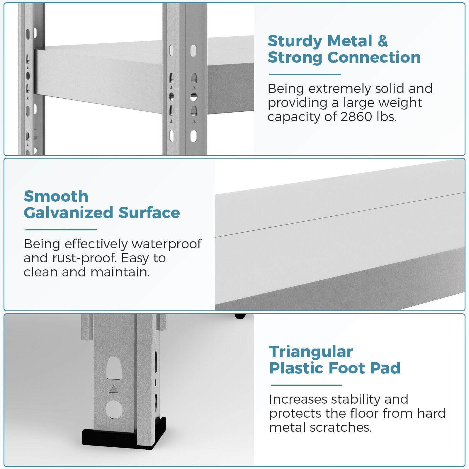 5-tier Metal Adjustable Garage Storage Utility Rack, Silver - Gallery Canada