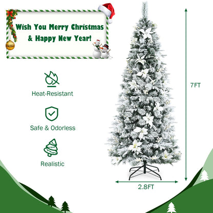 Artificial Christmas Tree Snow Flocked Pencil Tree-7 ft, White Christmas Tree   at Gallery Canada