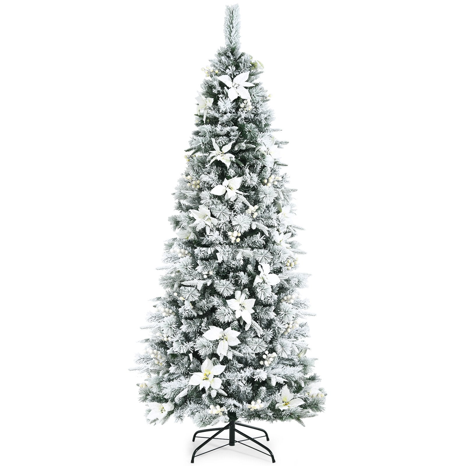 Artificial Christmas Tree Snow Flocked Pencil Tree-7 ft, White Christmas Tree   at Gallery Canada