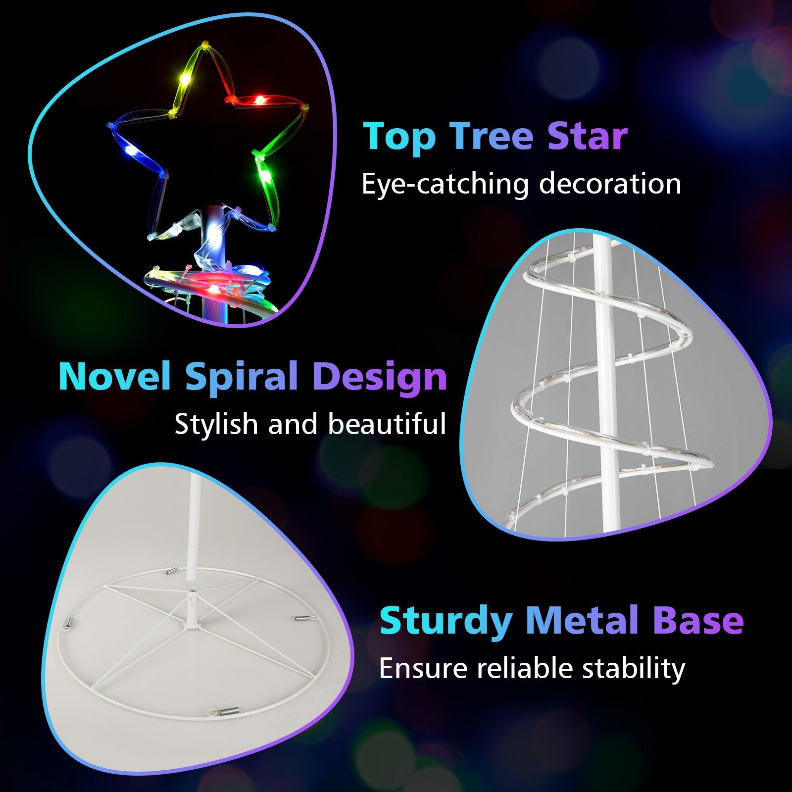 6 Feet Light Up Spiral Christmas Tree with Tree Top Star, White Christmas Tree   at Gallery Canada