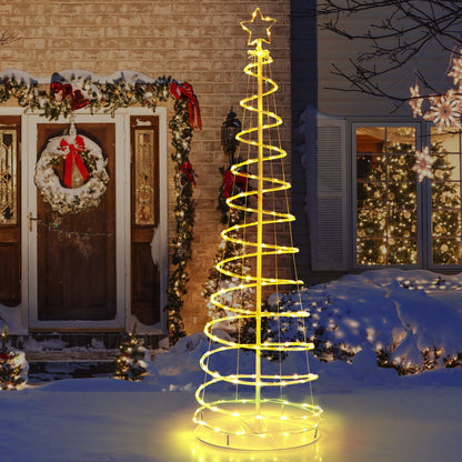 6 Feet Light Up Spiral Christmas Tree with Tree Top Star, White Christmas Tree   at Gallery Canada