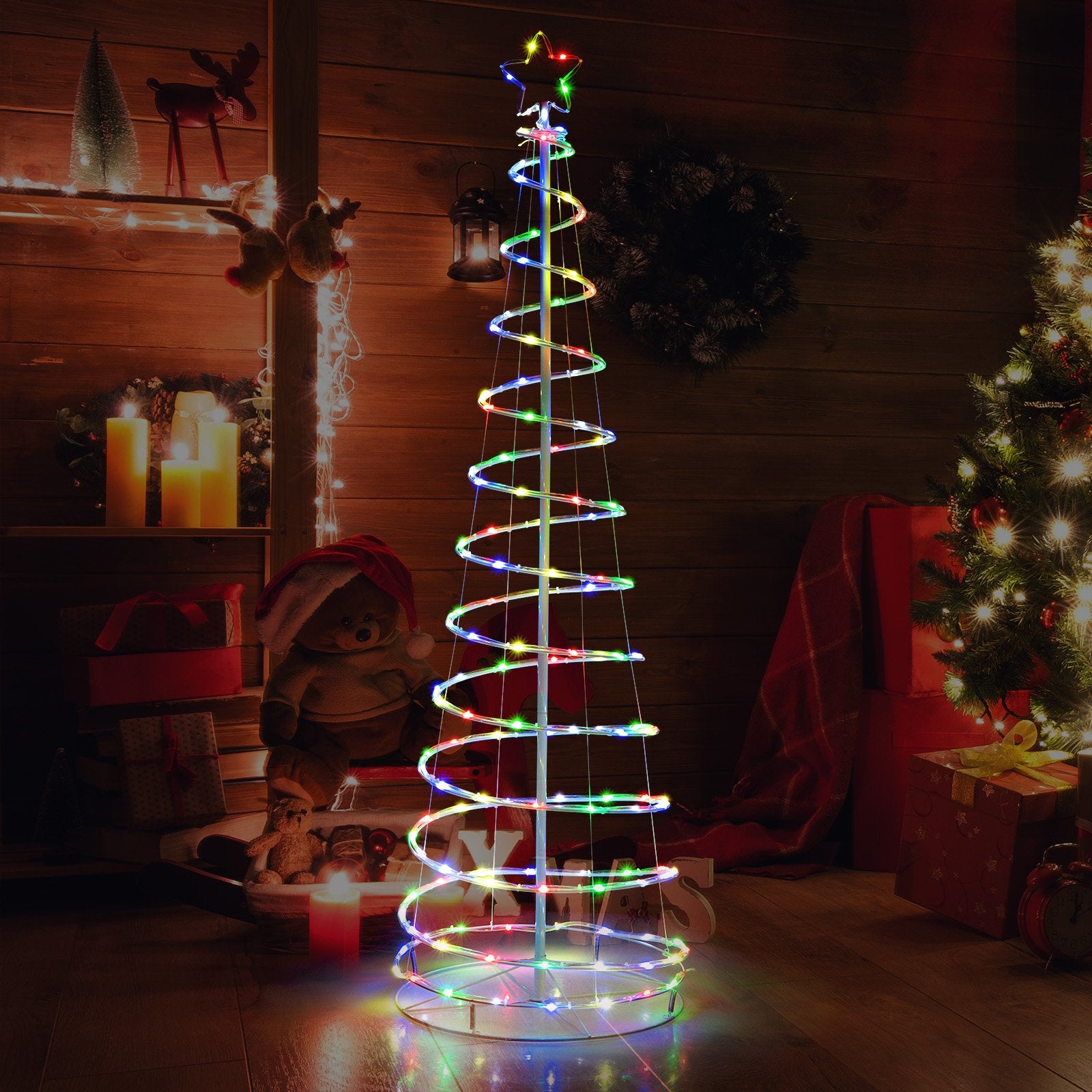 6 Feet Light Up Spiral Christmas Tree with Tree Top Star, White Christmas Tree   at Gallery Canada