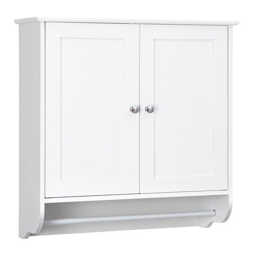 Wall Mounted Bathroom Storage Medicine Cabinet with Towel Bar, White