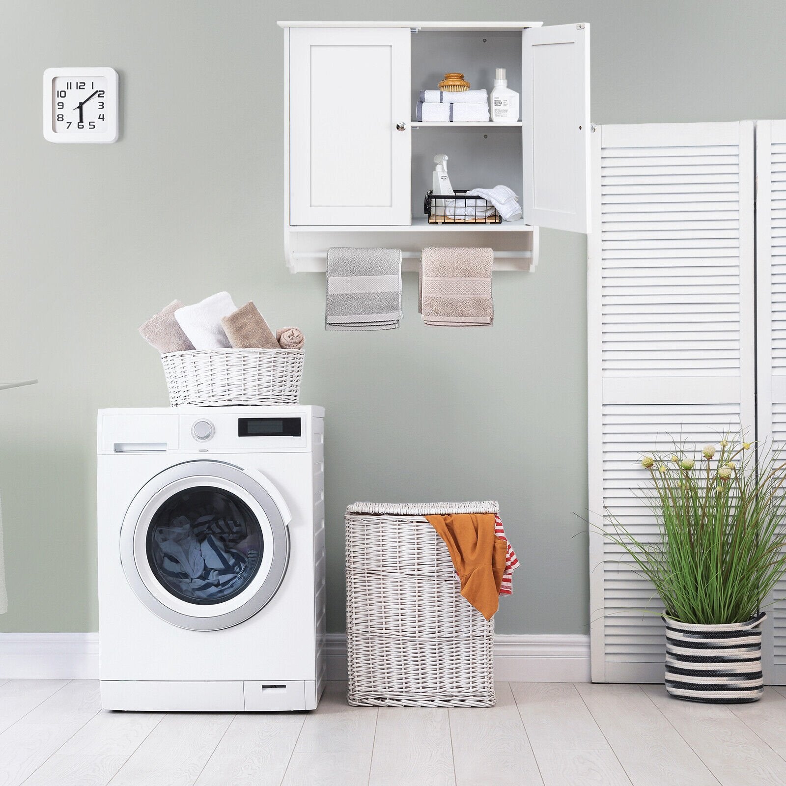 Wall Mounted Bathroom Storage Medicine Cabinet with Towel Bar, White Wall Cabinets   at Gallery Canada