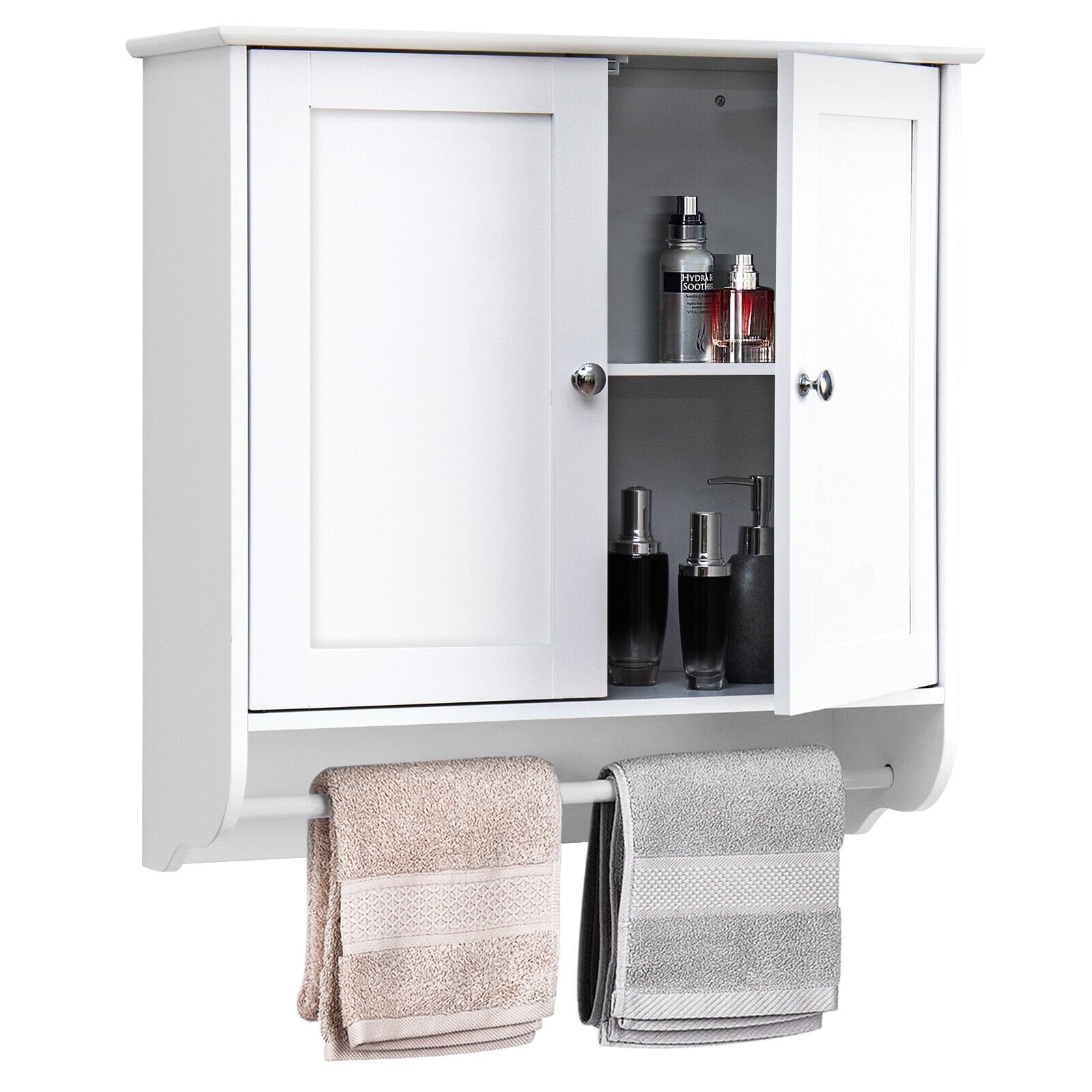 Wall Mounted Bathroom Storage Medicine Cabinet with Towel Bar, White Wall Cabinets   at Gallery Canada