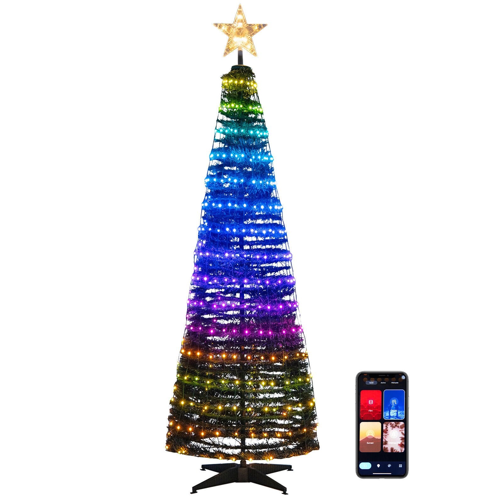 6.2 Feet Pop-up Lighted Christmas Tree with 282 RGB LED Lights, Green Christmas Tree   at Gallery Canada