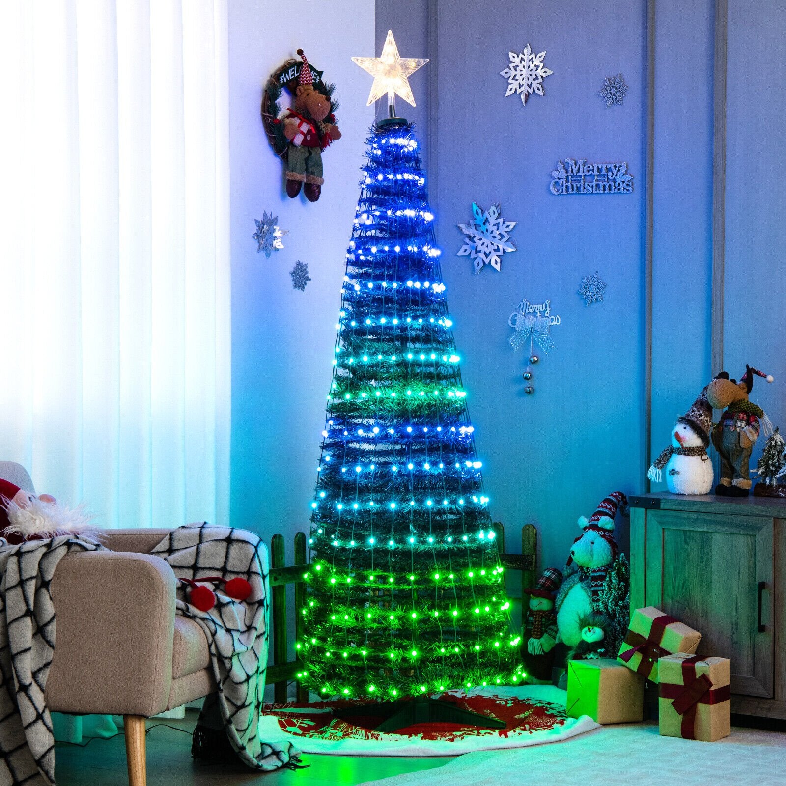 6.2 Feet Pop-up Lighted Christmas Tree with 282 RGB LED Lights, Green Christmas Tree   at Gallery Canada