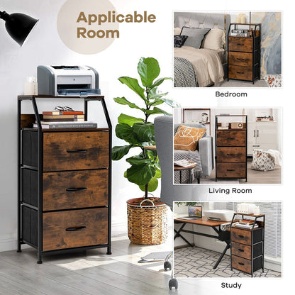 Freestanding Cabinet Dresser with Wooden Top Shelves-M, Rustic Brown - Gallery Canada