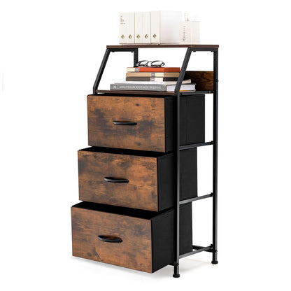 Freestanding Cabinet Dresser with Wooden Top Shelves-M, Rustic Brown - Gallery Canada