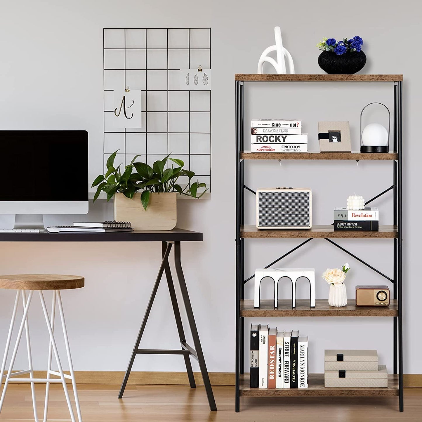 Multipurpose Open Bookcase Industrial Rack Wide Standing Storage Shelf, Brown Bookcases   at Gallery Canada