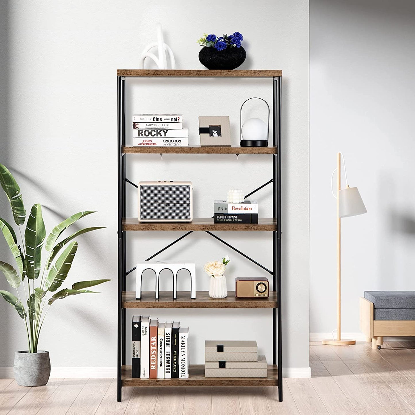 Multipurpose Open Bookcase Industrial Rack Wide Standing Storage Shelf, Brown Bookcases   at Gallery Canada