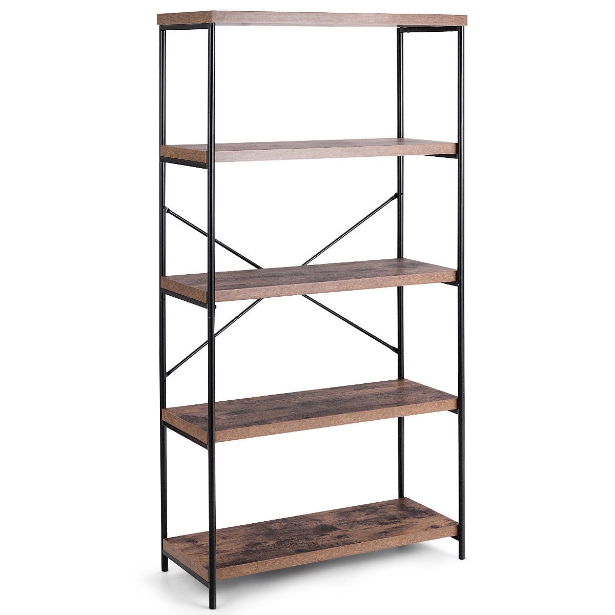 Multipurpose Open Bookcase Industrial Rack Wide Standing Storage Shelf, Brown Bookcases   at Gallery Canada