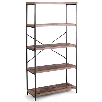 Multipurpose Open Bookcase Industrial Rack Wide Standing Storage Shelf, Brown Bookcases   at Gallery Canada