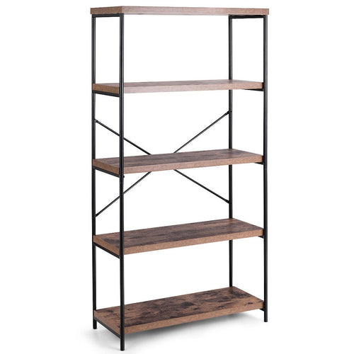 Multipurpose Open Bookcase Industrial Rack Wide Standing Storage Shelf, Brown