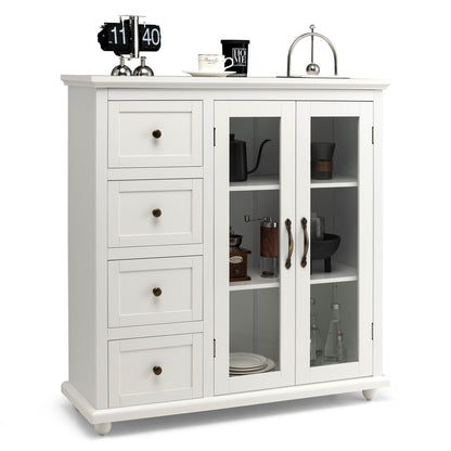 Buffet Sideboard Table Kitchen Storage Cabinet with Drawers and Doors, White Sideboards Cabinets & Buffets   at Gallery Canada