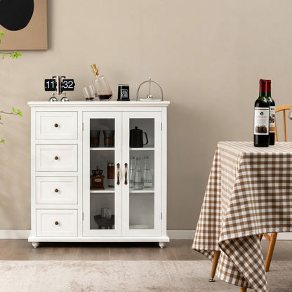 Buffet Sideboard Table Kitchen Storage Cabinet with Drawers and Doors, White Sideboards Cabinets & Buffets   at Gallery Canada