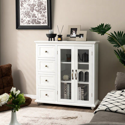 Buffet Sideboard Table Kitchen Storage Cabinet with Drawers and Doors, White Sideboards Cabinets & Buffets   at Gallery Canada