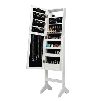 Mirrored Jewelry Cabinet Armoire Organizer w/ LED lights, White Jewelry Armoires   at Gallery Canada