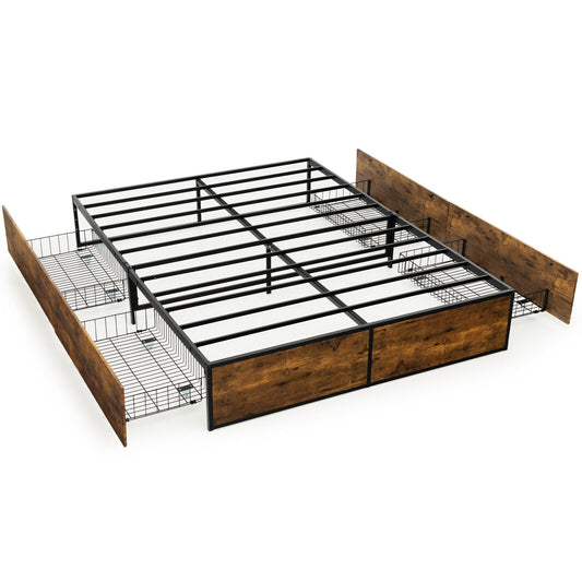 Metal Bed Frame with 4 Drawers-Full Size - Gallery Canada