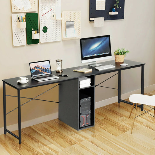 79 Inch Multifunctional Office Desk for 2 Person with Storage, Black - Gallery Canada