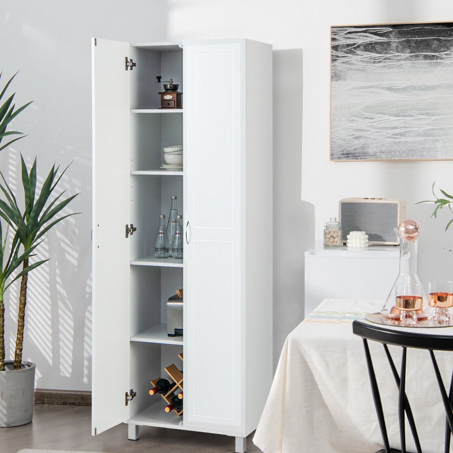 73.5 Inch Freestanding Double Door Tall Versatile Storage Organizer, White Sideboards Cabinets & Buffets   at Gallery Canada