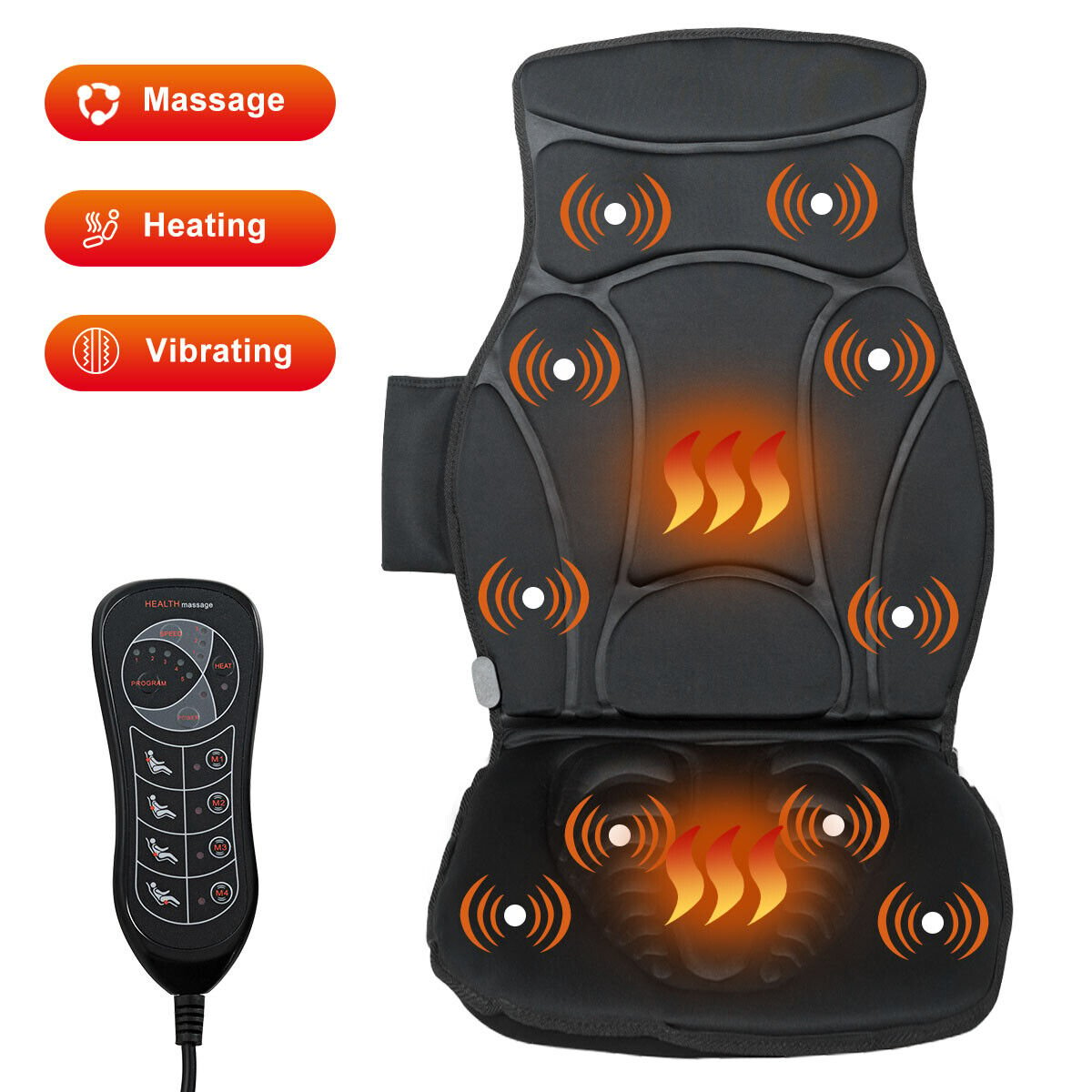 Foldable Full Body Massage Mat with 10 Vibration Motors, Black Back Massager   at Gallery Canada