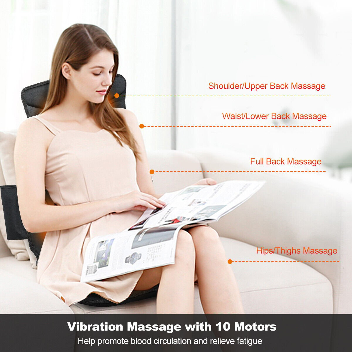 Foldable Full Body Massage Mat with 10 Vibration Motors, Black Back Massager   at Gallery Canada